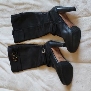 Cole Haan buckle detail black heeled boots -FINAL PRICE